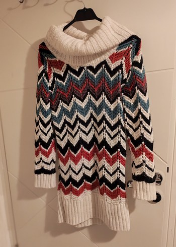 Bohem Çok Renkli Balıkçı Yaka Triko Kadın Kazak - Görsel 2