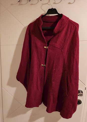 Bordo Midi Hamile Kabanı, Düğmeli, Rahat Kesim - Görsel 2