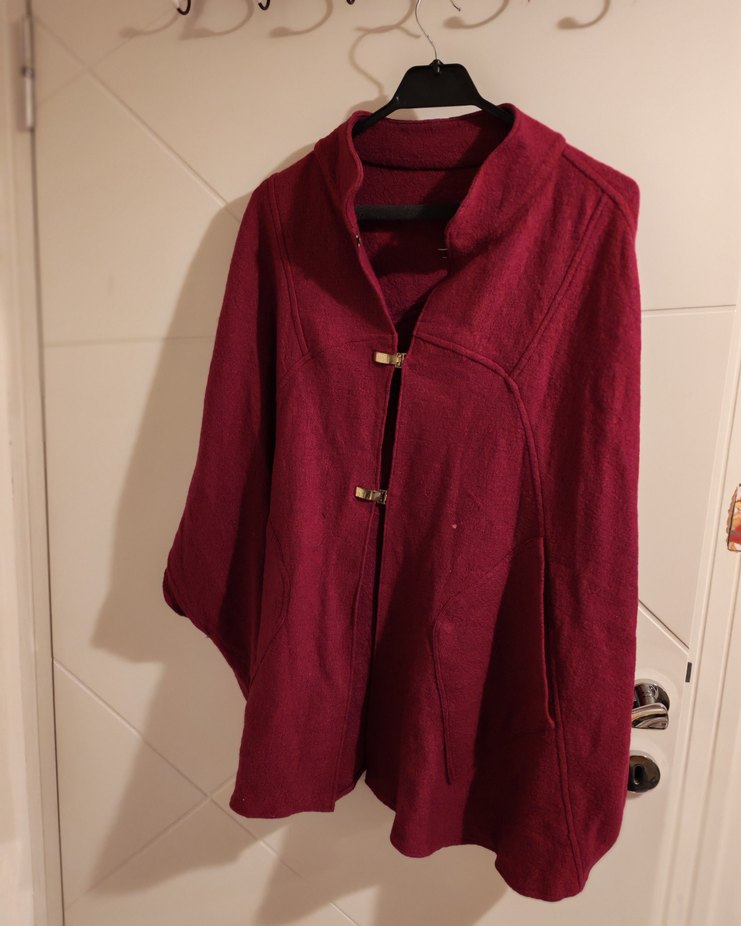 Bordo Midi Hamile Kabanı, Düğmeli, Rahat Kesim - Görsel 2