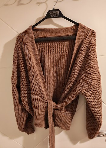 Kahverengi Örgü Kadın Hırka - Görsel 3
