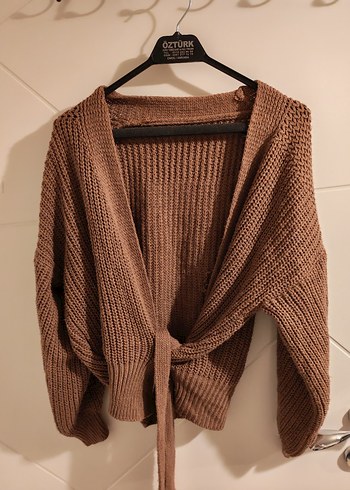 Kahverengi Örgü Kadın Hırka - Görsel 2