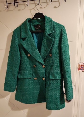 Yeşil Düğmeli Kadın Midi Blazer - Görsel 3