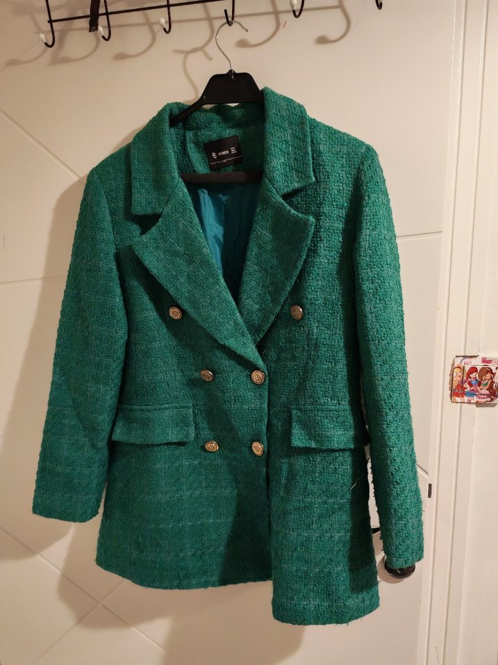 Yeşil Düğmeli Kadın Midi Blazer - Görsel 3