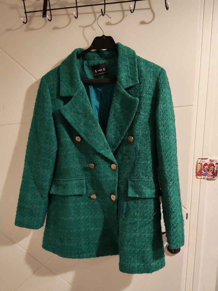 Yeşil Düğmeli Kadın Midi Blazer - Görsel 2