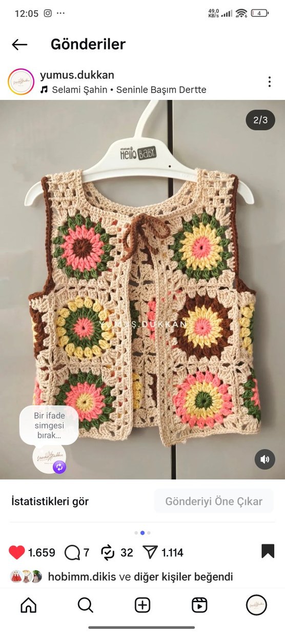 Kız Çocuk Etnik Desenli Örgü Yelek - Görsel 2