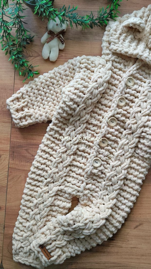 Bej Triko Bebek Tulumu - Görsel 3