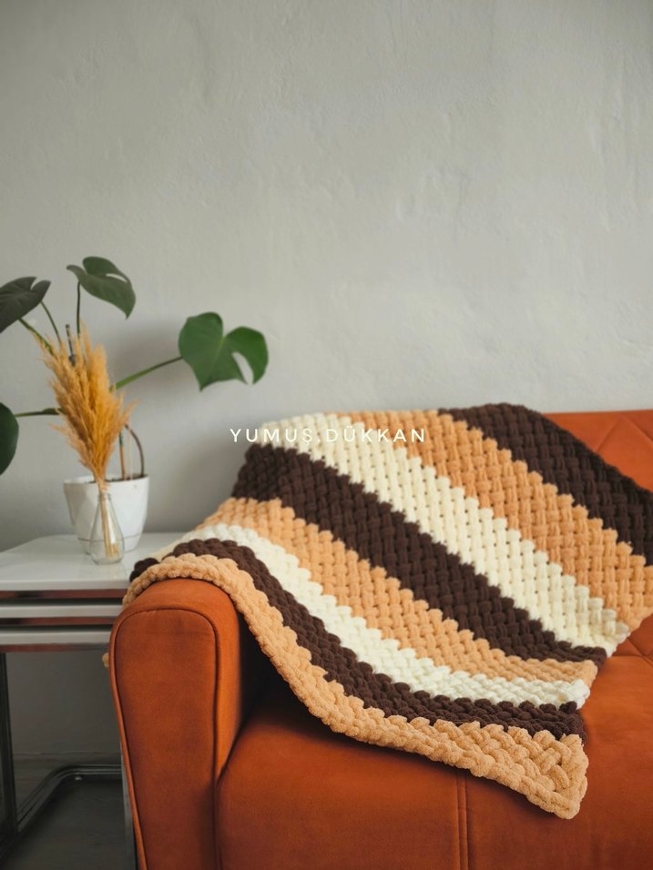 kahve tonları bebek battaniyesi - Görsel 2