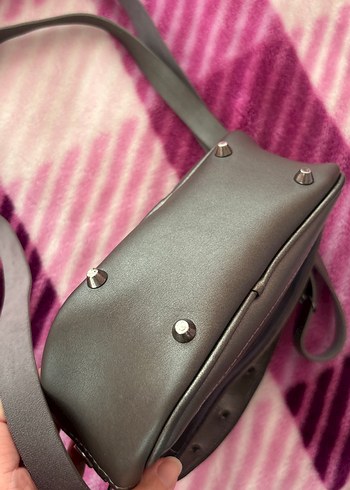 Gri Süet Fermuarlı Kadın Çanta - Görsel 6