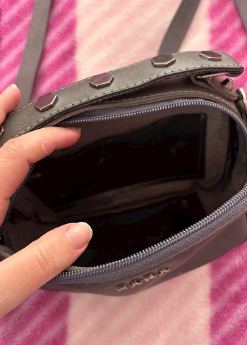 Gri Süet Fermuarlı Kadın Çanta - Görsel 5