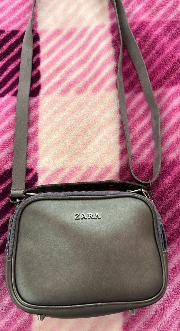 Gri Süet Fermuarlı Kadın Çanta - Görsel 2