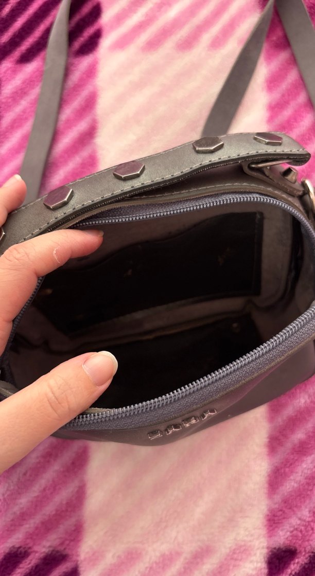 Gri Süet Fermuarlı Kadın Çanta - Görsel 5