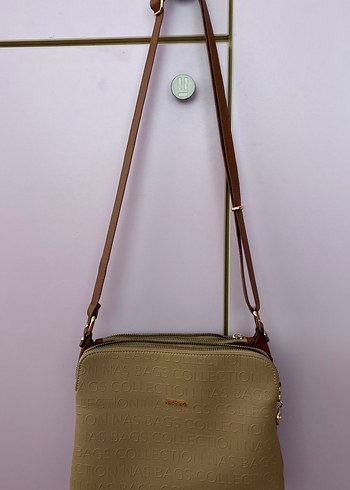 Nas&bag markalı Bej Baskılı Deri Kadın Omuz Çantası - Görsel 2