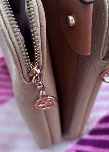 Nas&bag markalı Bej Baskılı Deri Kadın Omuz Çantası - Görsel 5