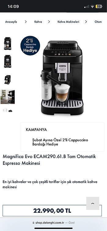 Beden Renk Sıfır Ayarında Delonghi Kahve Makinesi