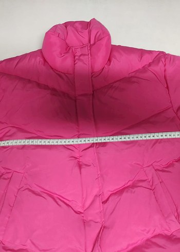 Pembe Kadın Midi Kısa Mont Yüksek Yaka - Görsel 2