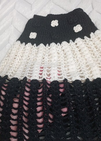 Bohem Siyah Beyaz Örgü Kız Etek - Görsel 2