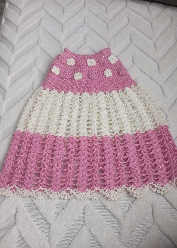 Bohem Siyah Beyaz Örgü Kız Etek - Görsel 3