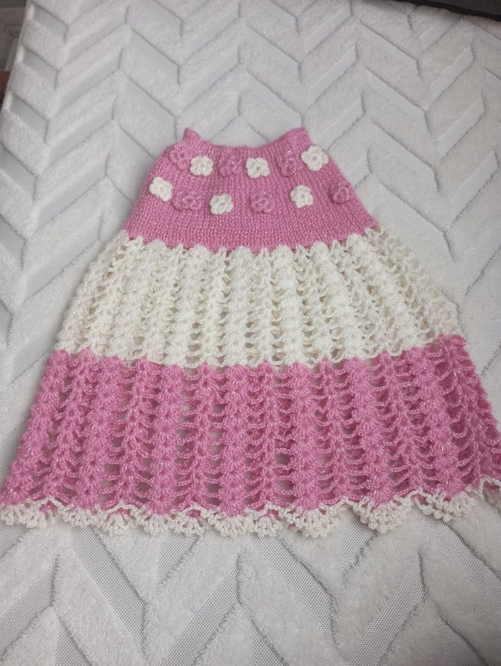 Bohem Siyah Beyaz Örgü Kız Etek - Görsel 3