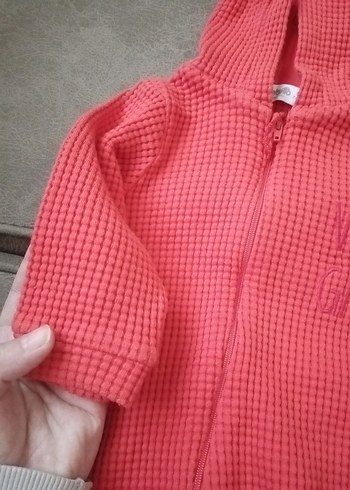 turuncu Kapüşonlu Bebek Tulumu - Görsel 2