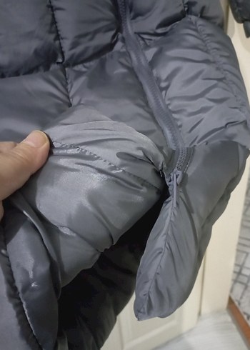 Kemerli Uzun Gri Kadın Kışlık Mont - Görsel 4