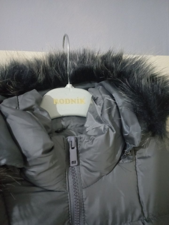 Kemerli Uzun Gri Kadın Kışlık Mont - Görsel 5