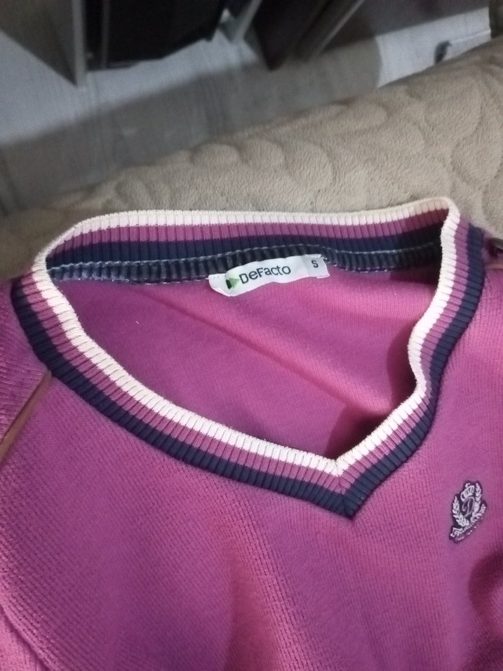 Pembe Düşük Omuzlu Triko Kadın Kazak - Görsel 3