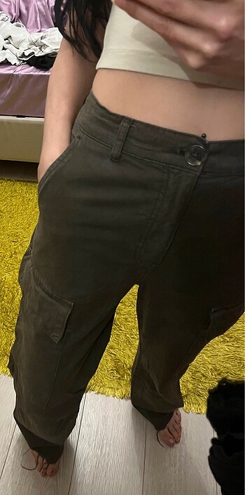 36 Beden yeşil Renk Zara kargo pantolon