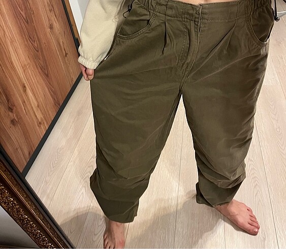 s Beden haki Renk Bershka paraşüt pantolon