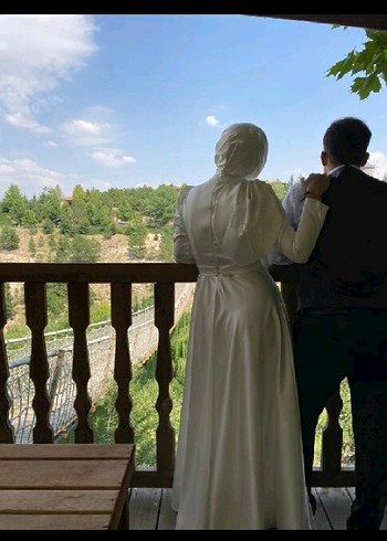 Gelinlik Uzun Beyaz Sade Nikah Elbisesi