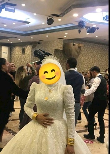 Gelinlik Uzun Kollu, Payetli, Beyaz Prenses Gelinlik