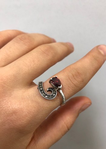 Bordo Taşlı Bohem Kadın Yüzük - Görsel 2