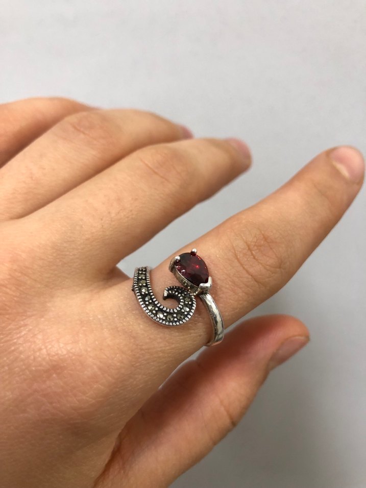 Bordo Taşlı Bohem Kadın Yüzük - Görsel 2