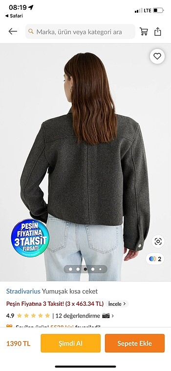 m Beden Stradivarius yumuşak ceket