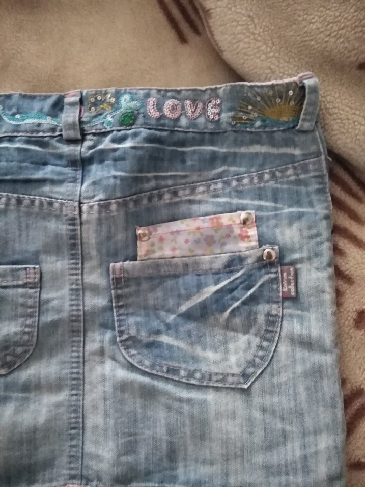 Nakışlı cok Tarz cocuk kot etek - Görsel 3