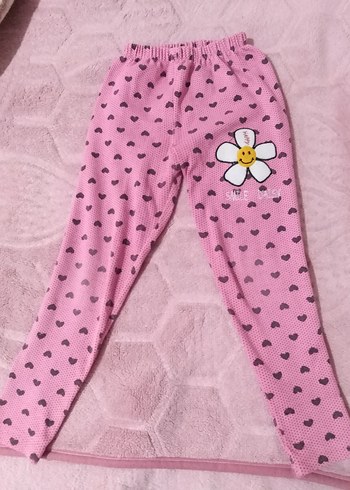 Kız Çocuk Pembe Kalp Desenli papatya Tayt - Görsel 3