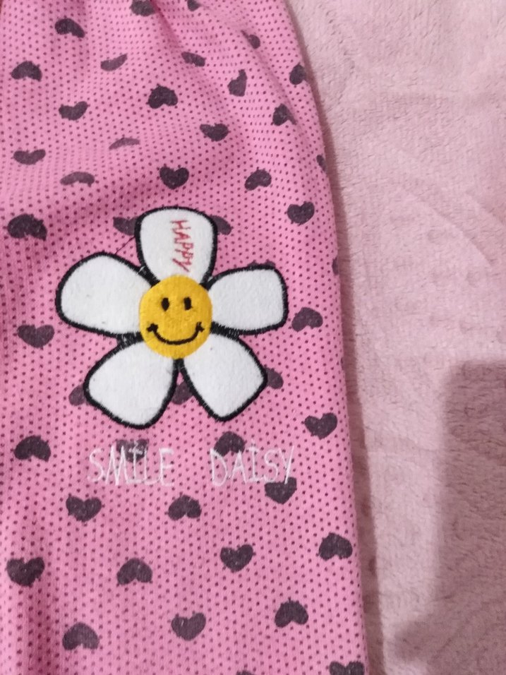 Kız Çocuk Pembe Kalp Desenli papatya Tayt - Görsel 2