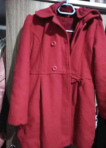 Kırmızı Fiyonklu içi yunlu cocuk Kaban sıcacık tutar - Görsel 4