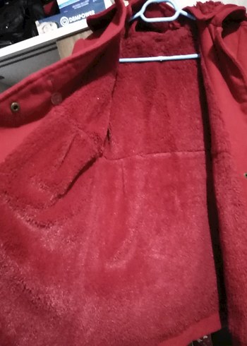 Kırmızı Fiyonklu içi yunlu cocuk Kaban sıcacık tutar - Görsel 5