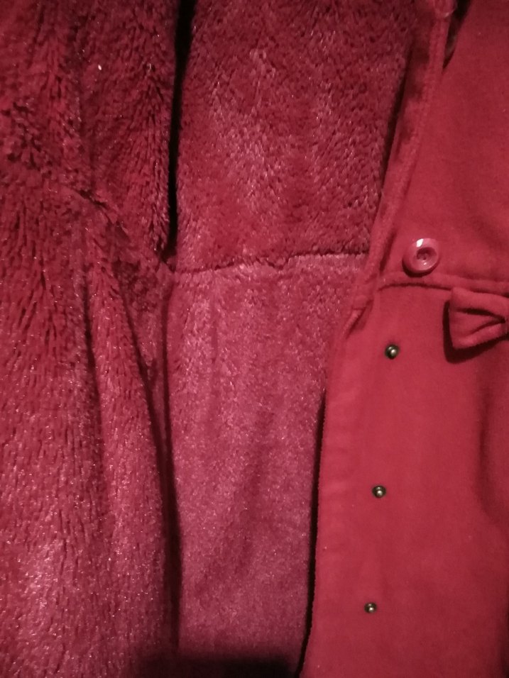 Kırmızı Fiyonklu içi yunlu cocuk Kaban sıcacık tutar - Görsel 2