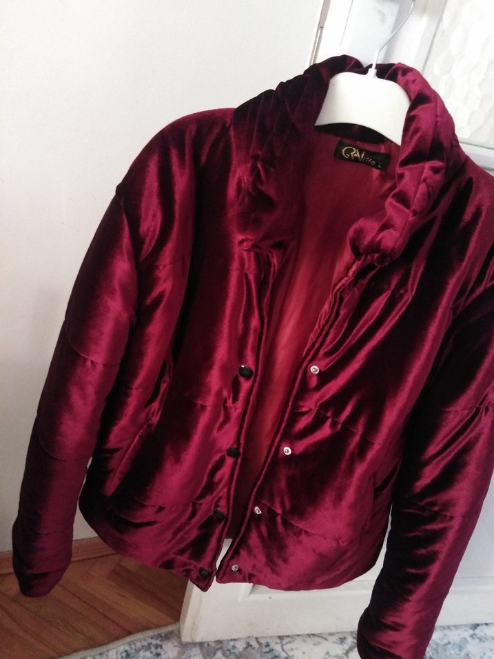 Bordo kalın Kadife Kadın mont cok tarz - Görsel 2