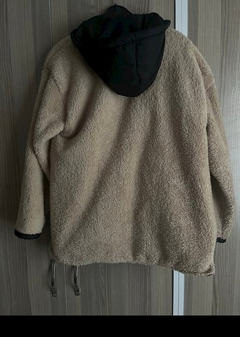 Kahverengi Peluş Detaylı Midi Kadın Ceket - Görsel 2