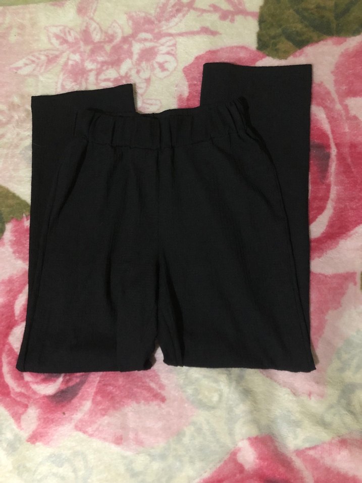 Siyah Kadın Kumaş Pantolon Midi Boy - Görsel 2