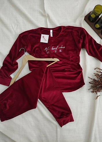 xl Beden Pijamoni Fransız Kadife Kumaş Pijama Takımı 