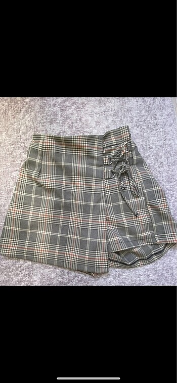 Slim Fit Ekoseli Şort Etek (Defacto)
