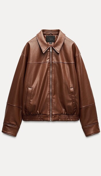 Zara suni deri bomber ceket