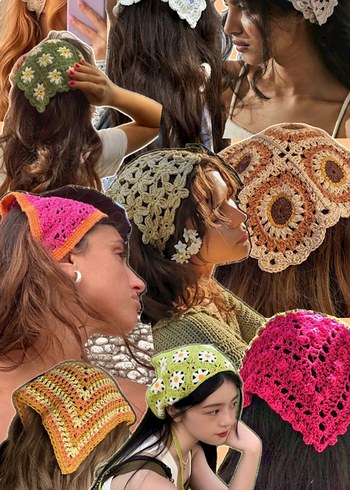 Beden Dantel Çiçek Detaylı Bohem Kadın Bandana