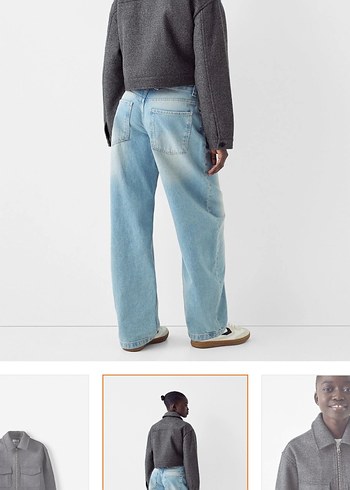 Gri Mini Fermuarlı Kadın Kaban - Görsel 3