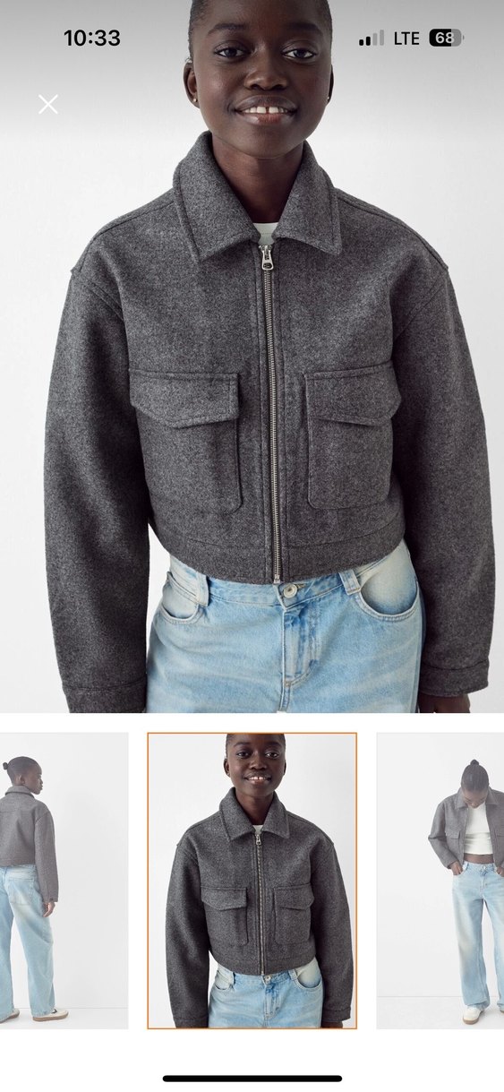 Gri Mini Fermuarlı Kadın Kaban - Görsel 2