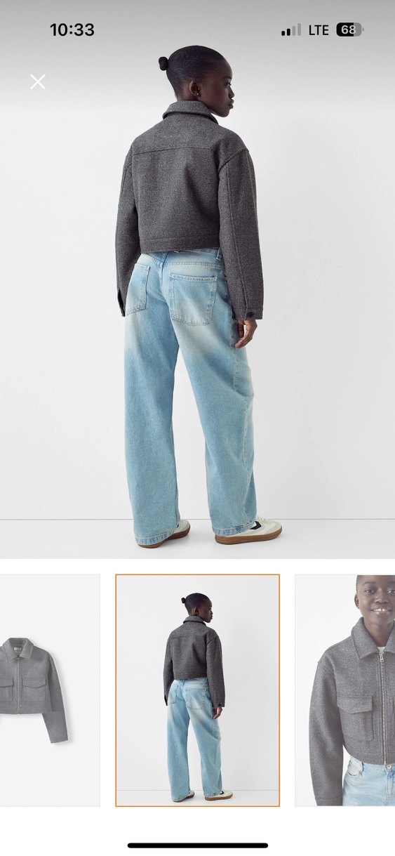 Gri Mini Fermuarlı Kadın Kaban - Görsel 3