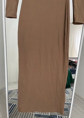 Bej Kadın Uzun Kollu Basic Elbise - Görsel 3